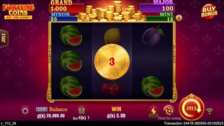 Ảnh bảng biểu tượng & tính năng game Fortune Coins (slot JILI) chơi tại LC79